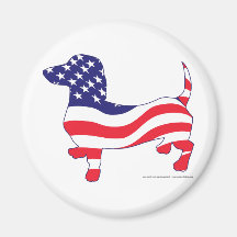 Patriotic Dachshund / Wiener Fridge Magnets