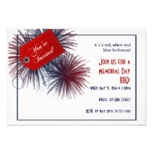 Patriotic Fireworks for Memorial Day Custom Invites