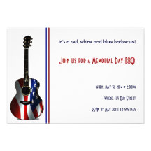 Patriotic Flag Guitar Memorial Day Personalized Announcement