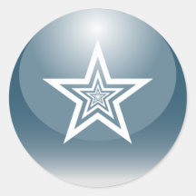 Patriotic Glossy Star Round Sticker