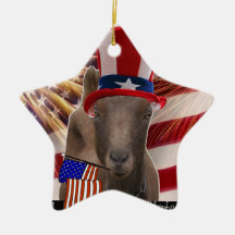 PATRIOTIC GOAT 4TH OF JULY ORNAMENT LAMANCHA