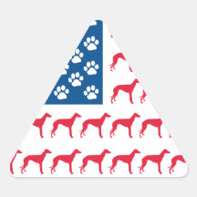 Patriotic Greyhound Dog Triangle Sticker