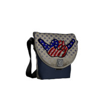 Patriotic hang loose blue stars mini messenger bag