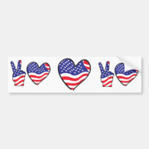 Patriotic Heart Design Bumper Stickers