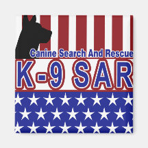 PATRIOTIC K-9 SAR -CANINE SEARCH & RESCUE REFRIGERATOR MAGNETS