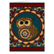 Patriotic Owl Mandala-greeting card