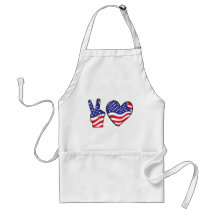 Patriotic Peace Sign and Heart in Flags Aprons