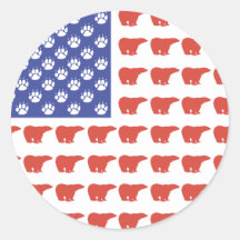 Patriotic Polar Bears USA Round Sticker