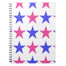 Patriotic Stamped Stars Spiral Notebook