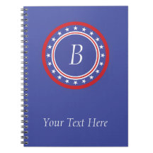 Patriotic Stars and Stripes - With Monogram Notebook