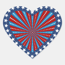 Patriotic USA Heart Burst Heart Stickers
