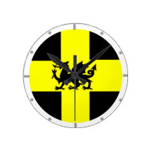 Patriotic Wales Dragon Yellow St Davids Wall Clock