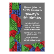 Pattern - Kids Building Blocks Birthday Party Invite