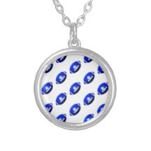 Pattern of Blue Footballs Personalized Necklace