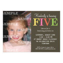 Patterned Five Birthday Party Invitation