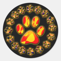 PAW PRINT CIRCLE STICKERS