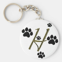 Paw Print Monogram Keychain