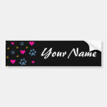 Paw Prints and Hearts Bumper Stickers