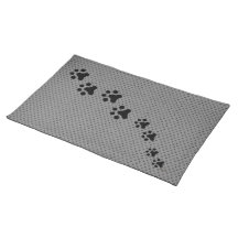 Paw Prints Placemat (grey polkadot)