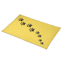 Paw Prints Placemat (yellow polkadot)