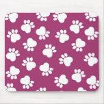 Paw Prints - Talk to the Paw! Pink and White W1614 Mouse Pads