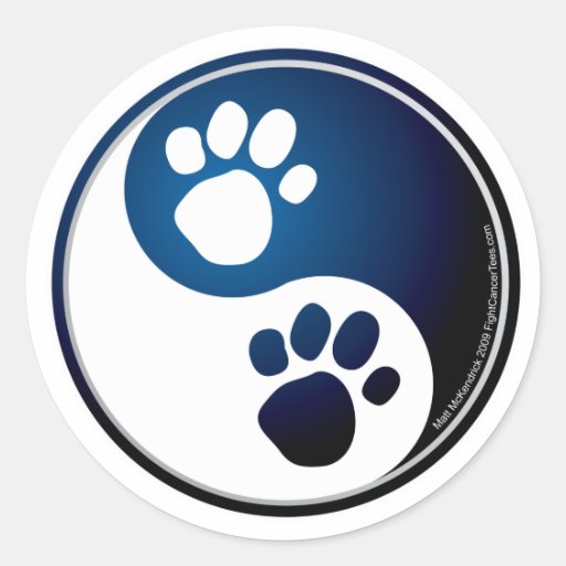 Paw Ying Yang Round Sticker