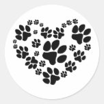 Paws Heart Ronde Stickers