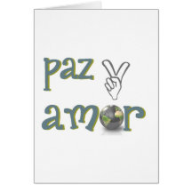 paz y amor greeting cards