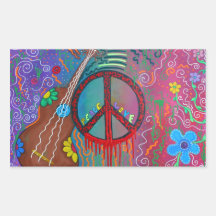 Peace and Love Rectangular Sticker