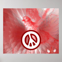 Peace Angelic Wings Red Dazzling Poster