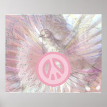 Peace Angelic Wings White Pink Dazzling Poster