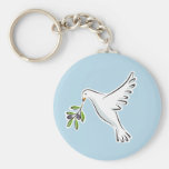 Peace dove with olive branch keychains