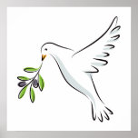 Peace dove with olive branch posters