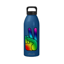 Peace Hand Sign 32oz. Blue Water Bottle