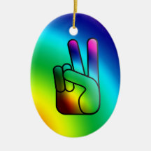 Peace Hand Sign Rainbow Ornament