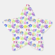 Peace Hippie Groovy Peace Sign Flowers Pattern Stickers