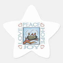 Peace, Hope, Love, Joy Star Sticker