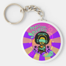 Peace, Love and Afros Key Chain