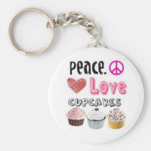 peace love and cupcakes keychain