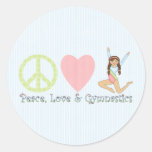 Peace, Love and Gymnastics Brunette Sticker