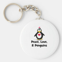 Peace Love and Penguins Keychain