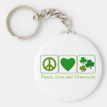 Peace, Love and Shamrocks Keychain