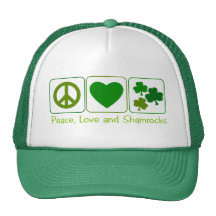 Peace, Love and Shamrocks Trucker Hats