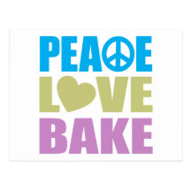 Peace Love Bake Post Cards