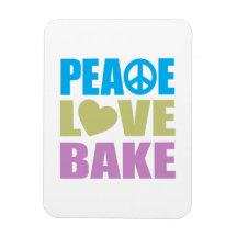 Peace Love Bake Rectangle Magnet