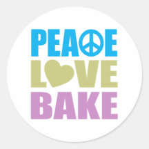 Peace Love Bake Round Sticker