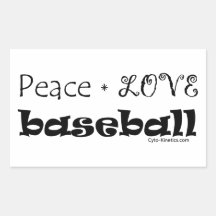Peace Love Baseball Rectangle Sticker