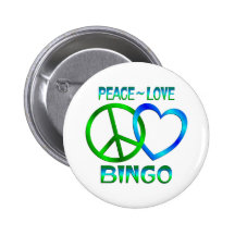 Peace Love BINGO Pinback Buttons