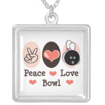 Peace Love Bowl Sterling Silver Necklace
