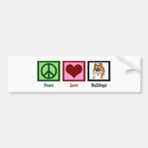 Peace Love Bulldogs Bumper Sticker